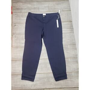 CASLON Women's Cotton Navy Blue Khaki Style Chino Pants Size 16 16w 40x30